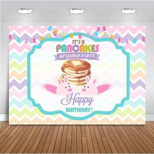 MOCSIKA Pajamas Party Backdrop Happy Birthday Background for Photo Shoot Pancokes Party Decoration Banner Prop Newborn Baby Show