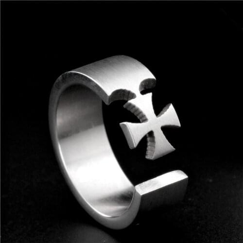 MOREDEAR 8mm Titanium Ring For Men Style Finger Cross Ring