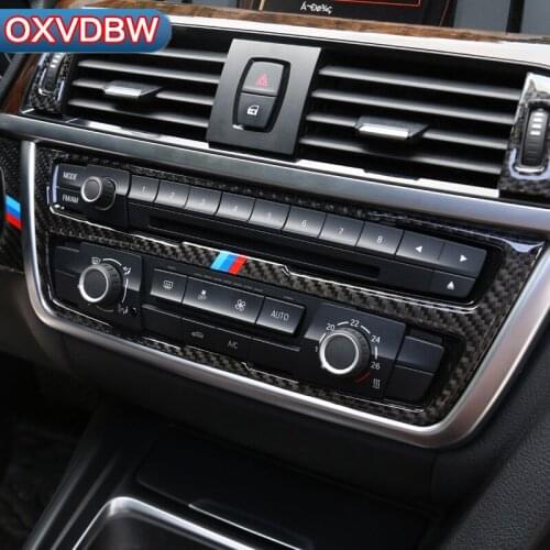 Carbon Fiber AC CD Control Decor Cover Trim interior moulding Car Styling Sticker for BMW F30 F34 320i 3 series Accessories
