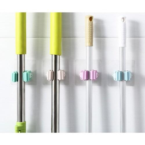 Wall Mounted Mop Organizer Holder Brush Broom Hanger Storage Rack Kitchen Tool Wall Housekeeper Accessory Hanging Pipe Hooks