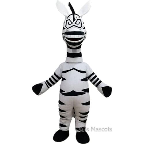Black and White Zebra Plush Mascot Costume Fancy Dress Up Adult Full Body Suit Animal Mascots Carnival Costumes Fursuit