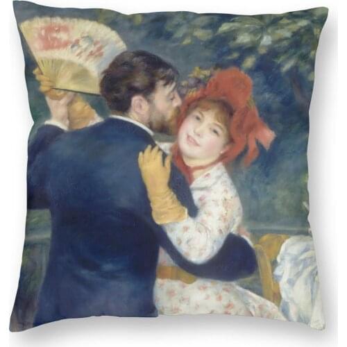 Dance In The Country By Pierre Auguste Renoir Pillow Cover Home Decorative Art Artist Paintings Cushions Throw Pillow for Car