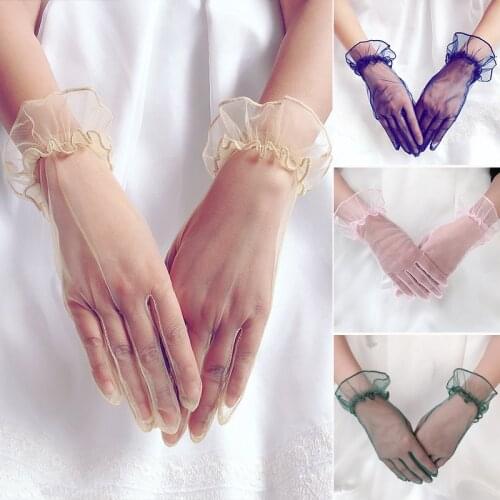 4 Pairs Solid Green Blue Sexy Womens Short Sheer Evening Wedding Party Prom Bridal Gloves Wrist Length Pink Finger Gloves ST392
