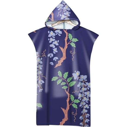 Microfiber Floral Print Hooded Beach Poncho Towel For Adult Quick Drying Swmming Surf Chang Robes Absorbent Bath Towels