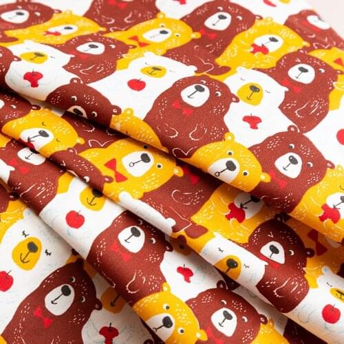Printed Cartoon Cotton Sewing Fabrics Little Boy Bear Bedding Quilted Cloth Home Textile Material TJ0771