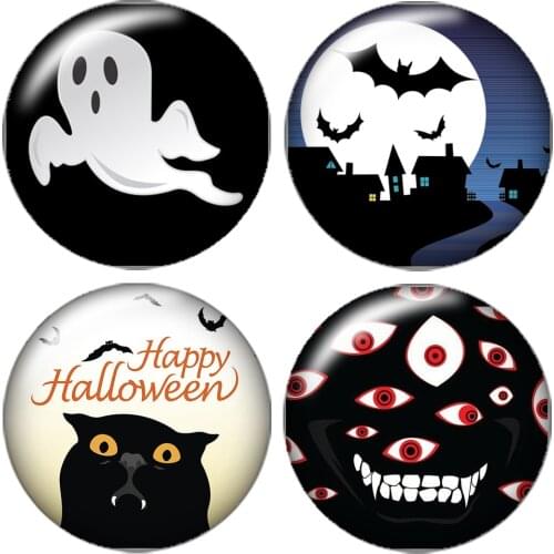 Happy Halloween Bat ghosts 10pcs mixed 12mm/16mm/18mm/25mm Round photo glass cabochon demo flat back Making findings ZB0430