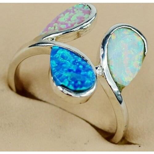 SHUNXUNZE blue pink white mix opal fashion big rings Noble women 2019 best sell alibaba-express Rhodium Plated R3568 size 6 7 9