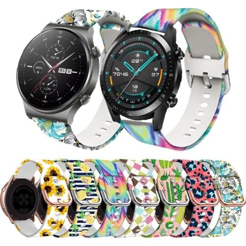 Silicone WatchBand Printing Replacement Wrist Band Bracelet GT2 20 22mm For Huawei Watch GT 2 Pro Honor magic2 42 46mm ES Strap