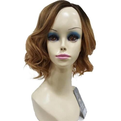 StrongBeauty Womens Wig Medium Wavy Angled Bob Hairstyles Hair Synthetic Full Wigs