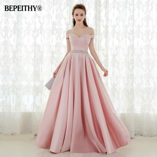Vestido De Festa A-line Long Evening Dress Vintage Off The Shoulder Prom Dresses Crystal Belt Robe De Soiree 2021