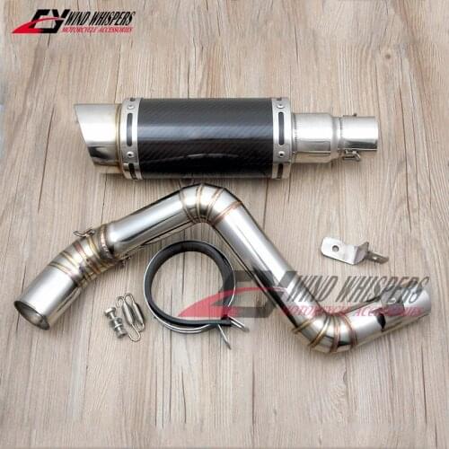 Motorcycle carbon fibre Exhaust pipe middle Round Muffler Slip-On For KTM DUKE125 DUKE 200 DUKE 250 DUKE 390 2012-2016