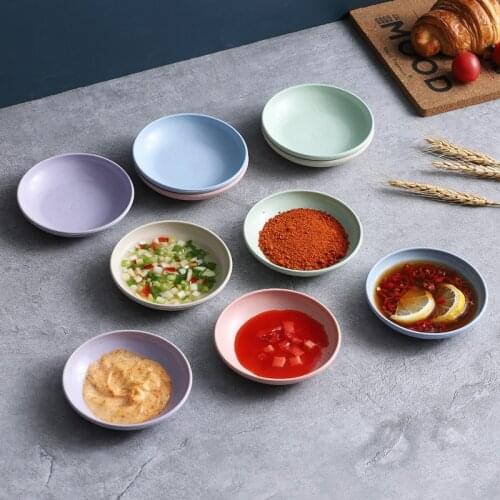 10CM Household Wheat Straw Soy Sauce Dish Small Snack Plate Hot Pot Round Small Salad Bowl