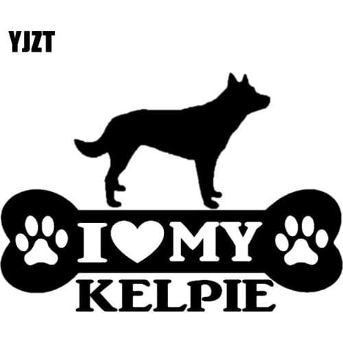 YJZT 15CM*10.5CM I LOVE MY DOG KELPIE Bone Creative Vinyl Car Sticker Decals Black/Silver C10-00209