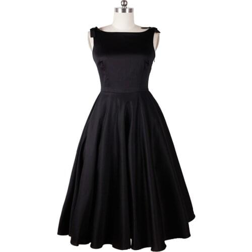 Audrey Hepburn vintage style 50s 60s dresses little black dress sleeveless elegant casual retro dresses women clothing