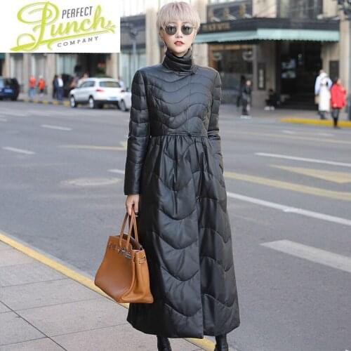 Sheepskin Genuine Leather Winter Duck Down Coat Women Korean Long Jacket Chaqueta Mujer GGS18D00841YY814