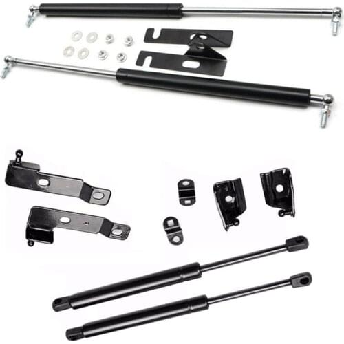 1 Set Black Front Engine Hood Lift Support Shock Struts & 1 Set Car Front Bonnet Hood Cover Support Kit