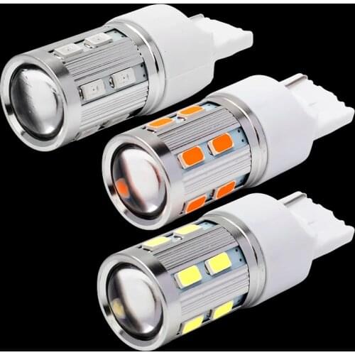 1PC Super Bright T20 W21W 7440 16 LED 5630 5730 smd Projector Lens auto brake light fog lamp car daytime running light 12V