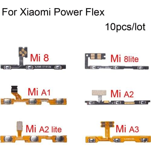 10pcs/lot Power Button Ket Flex For Xiaomi 6 8 9 A1 A2 A3 8lite 9T pro Pocophone F1 Volume Side On/Off Button Flex Replacement