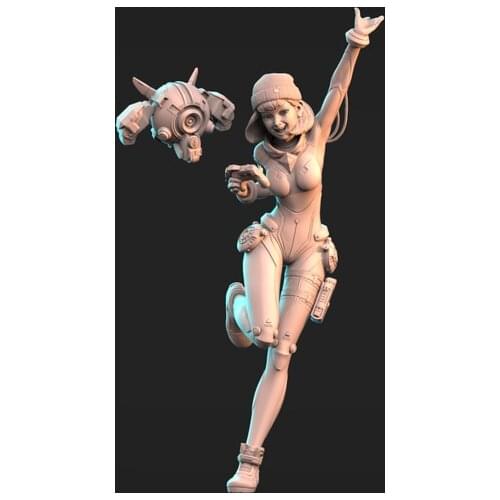 190mm modern fantasy woman warrior with hat Resin figure Model kits Miniature gk Unassembly Unpainted
