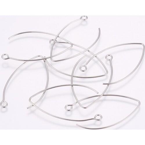 20/200pcs 304 Stainless Steel Earring Hooks Clasps Findings Components for Jewelry Making DIY Earring 41x22x1mm Hole: 2mm