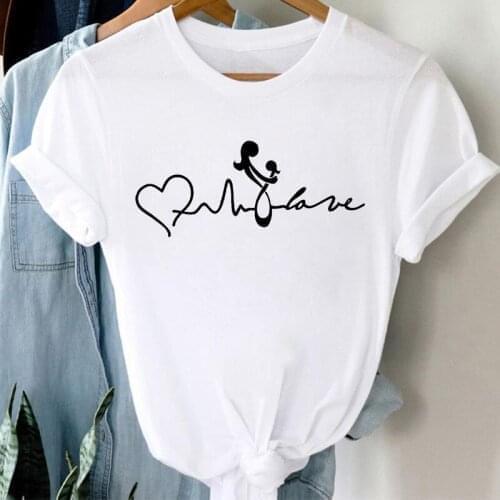 2021 Fashion Tops Tees Funny Electrocardiogram graphic tshirt 90s Girl Harajuku T-shirts Summer Short Sleeve Female T-shirt