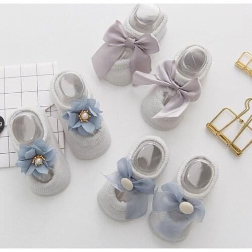 3Pairs/Lot Lace Flower Newborn Baby Socks Cotton Anti-Slip Kids Floor Socks Bow toddler Girl Socks For Baby Gifts