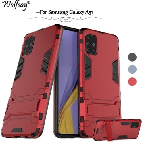 For Samsung Galaxy A51 Case For Samsung A51 Case Shockproof Silicon Cover Stand Hard PC Phone Case Bumper For Samsung Galaxy A51