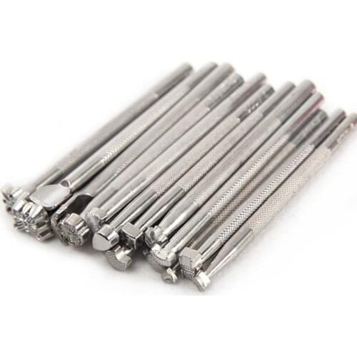 20pcs/set Metal Leather Working Saddle Making Tools Carving Leather Craft Stamps Leather craft Stamping Solid Metal Printinting