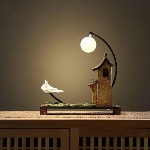 Chinese style ceramic desk decorations antique Building model miniatures water fountains decoration accessories for living room