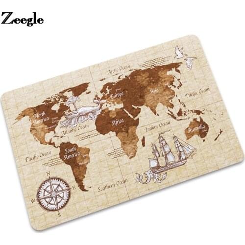 World Map Printing Floor Mat Outdoor Doormat Absorbent Entrance Mat Durable Child Bedroom Carpet Anti-Slip washable Kitchen Rug