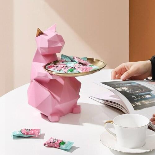Creative Original 3D cat tray Statue Resin sculpture Crafts Simple Living Room Ornaments Home Office Store Decors Decorations
