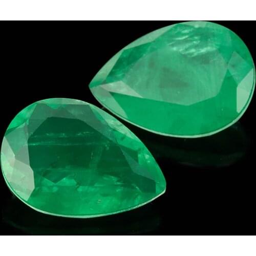 Pear shape natural crystal add glass green and red blue green color loose stone