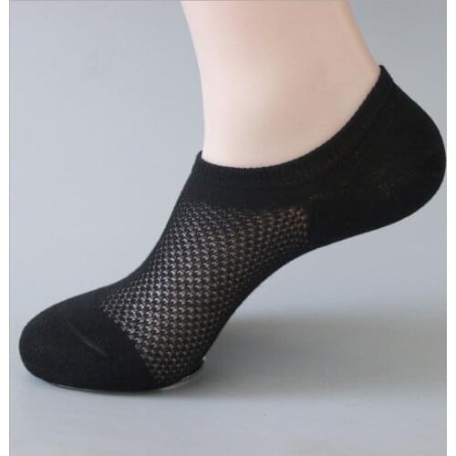 5 Pairs Summer Casual Solid Mesh Men White Socks Breathable Thin Male Cool Socks No Show Ice Cotton Short Socks Gifts for Men