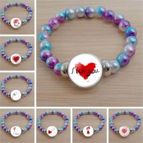 New favorite always love picture bracelet glass cabochon colorful beads bracelet gift