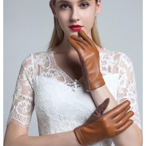 Couple Real Leather Gloves Male Female Winter Wool Sheepskin Touchscreen Plus Velvet Warm Driving Man Woman Gloves TE3108