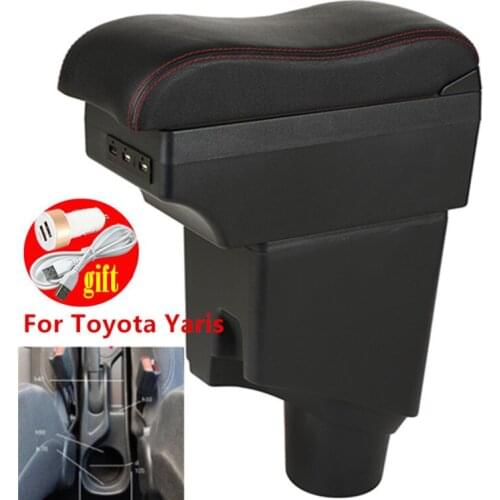For Toyota Yaris Armrest For Toyota Yaris hybrid Car Armrest box 2021 2020 2019 2018 Retrofit parts Interior Storage box USB LED