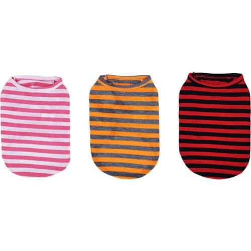 Striped Dog Shirt Spring Summer Cotton Casual Pet Vest Clothes Comfortable Dog Puppy Chihuahua Costume Breathable Cat T-Shirt