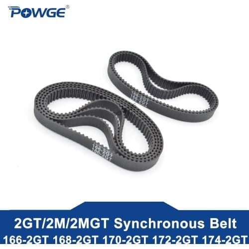 POWGE 2MGT 2M 2GT Synchronous Timing belt Pitch length 166/168/170/172/174 width 6mm/9mm Teeth 83 84 85 86 87 Rubber closed-loop