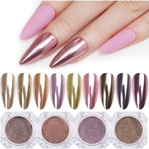 1 Box Metallic Glitter Nail Powder Champagne Rose Gold Mirror Effect Nail Decoration Dust Chrome Nail Pigment 30 Colors