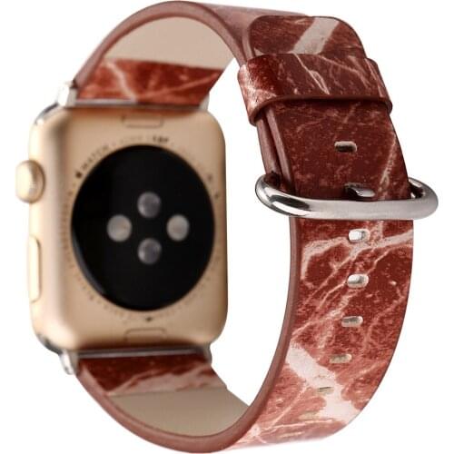 Stylish Marble Stripe Leather Strap for Apple Watch SE Band Series 6 5 4 3 2 Fashion Bracelet Belt for iWatch 38mm 42mm 40/44mm