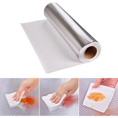 Self-adhesive Heat Resisting Waterproof Aluminum Foil Paper Grease-proof Oil-proof Leak-proof Wall Sticker Kitchen Supplies