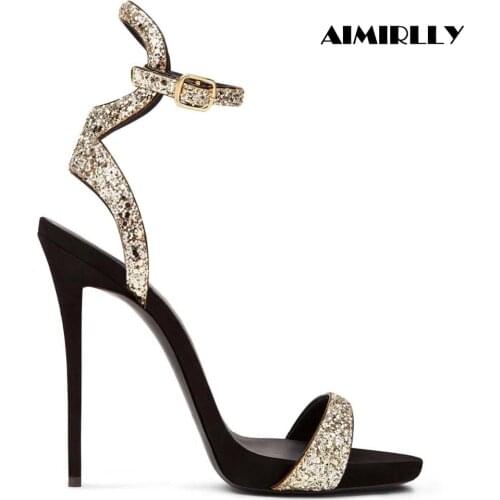 Elegant Women Shoes Peep Toe High Heels Sandals Ankle Buckle Summer Shoes Ladies Party Wedding Ceremony Heels Silver Black