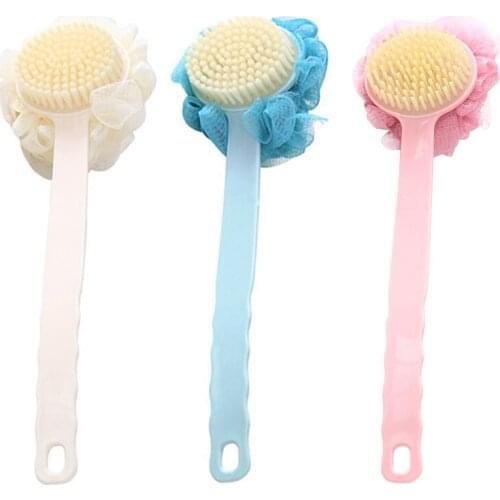 Long Handle Rubbing Back Bath Brush Flower Ball For Adult Soft Hair Dual Purpose