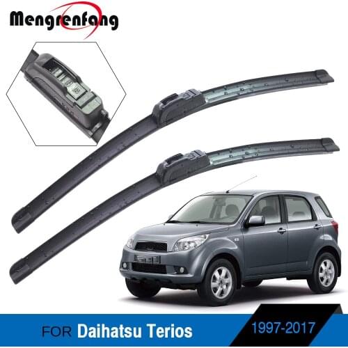 For Daihatsu Terios Car Front Windscreen Wiper Blades Frameless Soft Rubber Wiper Blade J Hook Arms 1997-2017