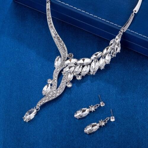 FARLENA Wedding Jewelry Fashion Crystal Rhinestones Necklace Earrings set for Women Wedding Party Bridal Jewelry sets