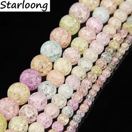 Light colorful crystal beads Natural stone Popcorn crystal Top quality Round Loose beads ball 4/6/8/10/12MM Jewelry bracelet DIY