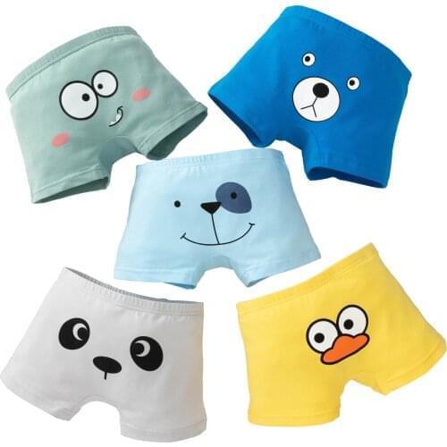 5pcs/Pack Boys Underwear Kids Cotton Boxer Briefs Cute Cartoon Training Boyshorts for Toddler Size 3-12 Years by Core Pretty