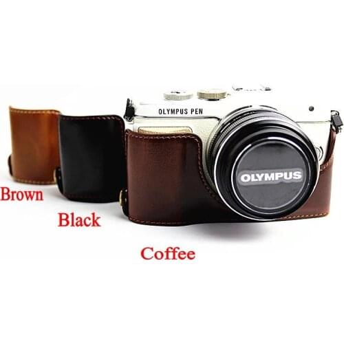 Vintage Leather Bottom Camera Bag Case For Olympus EPL7 E-PL7 Camera Professional Fashional PU Leather Half case