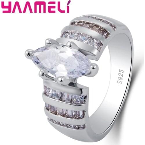 Jewelry Women Band 925 sterling Silver Ring With Sparkling Horse eye Zircon Cz Engagement Wedding Rings For Women Gift