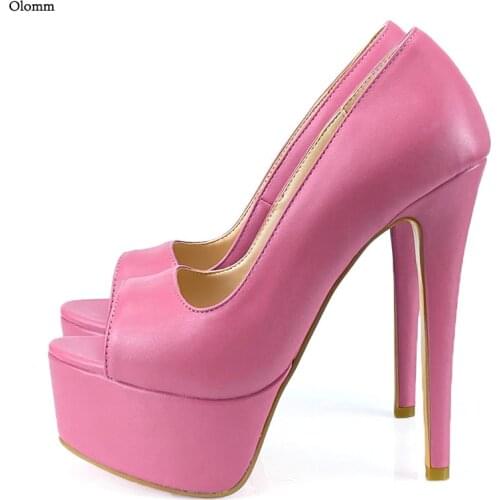 Olomm New Arrival Women Platform Pumps Sexy Stiletto Heel Peep Toe Pretty 14 Colors Evening Prom Shoes Women US Size 5-20